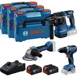 Bosch Set professionnel 18V, GBH 18V-22 + GSR 18V-65 + GWS 18V-8 Professional, Set d'outils Bleu