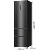 Hisense RM469N4AFD1 Pose libre 368 L Noir, French Door Acier inoxydable (foncé), 368 L, SN-N, 13 kg/24h, D, Nouvelle zone compartiment, Noir