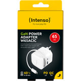 Intenso Adaptateur secteur W65ACIC GaN chargeur Blanc, 2x USB-C, 1x USB-A