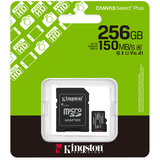Kingston Canvas Select Plus 256 Go MicroSDXC, Carte mémoire Noir, UHS-I U1, classe 10, V10, adaptateur SD inclus