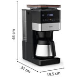 Krups Grind Aroma XL KT8428 avec moulin, Machine à café à filtre Noir/en acier inoxydable