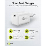 goobay Chargeur rapide USB-C PD GaN Nano 65 W Blanc