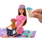  Barbie-Soirée Pyjama Chiots-Coffret poupée, 2 chiots, 11 accessoires 2 chiots, 11 accessoires, Poupée mannequin, Femelle, 3 an(s), Fille, 220 mm, 280 g