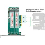 DeLOCK 89045 carte et adaptateur d'interfaces Interne M.2, Contrôleur PCIe, M.2, Profil bas, PCIe 4.0, 5 - 50 °C, -25 - 70 °C