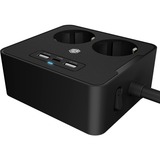 ICY BOX IB-MPS2220B-CH, Multiprise Noir