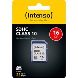 Intenso 3411470 mémoire flash 16 Go SDHC Classe 10, Carte mémoire 16 Go, SDHC, Classe 10, 25 Mo/s, Résistant aux chocs, Résistant à une température, Résistant aux rayons X, Noir