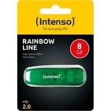 Intenso Rainbow Line lecteur USB flash 8 Go USB Type-A 2.0 Vert, Clé USB Vert, 8 Go, USB Type-A, 2.0, 28 Mo/s, Casquette, Vert