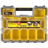 Stanley ORGANISEUR ETANCHE PROFONDEUR 106MM - 10 COMPARTIMENTS AMOVIBLES - FATMAX, Boîte à outils Noir/transparent, Boîte pour petites pièces, Plastique, Noir, Transparent, Jaune, Charnière, 446 mm, 357 mm