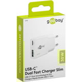 goobay Chargeur rapide double USB-C PD GaN Slim 30 W Blanc