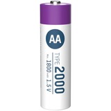 Ansmann Pile Li-Ion Mignon AA type 2.000 (min. 1.800 mAh), pack de 4, Batterie Blanc/Violet