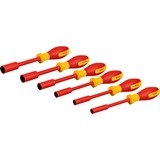 Bosch Set de clés à douille VDE Professional, hexagonal 7-14mm, Clés mixtes à cliquet Rouge/Jaune