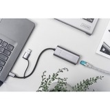 Digitus Adaptateur Gigabit Ethernet 2.5G USB Type-C™, USB-C™ + USB A (USB 3.1 / 3.0) Gris, USB-C™ + USB A (USB 3.1 / 3.0), USB-C USB 3.1, RJ-45, Gris
