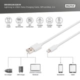 Digitus Câble de données/charge USB 2.0 USB-A > Lightning, certifié MFI Blanc