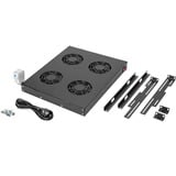 Digitus Unité de ventilation de toit pour installation variable de 483 mm (19 po) module de ventilation Noir, Panneau vierge ventilé, Noir, 4 ventilateur(s), 552 m³/h, 1,8 m, Ouvert