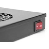 Digitus Unité de ventilation de toit pour installation variable de 483 mm (19 po) module de ventilation Noir, Panneau vierge ventilé, Noir, 4 ventilateur(s), 552 m³/h, 1,8 m, Ouvert