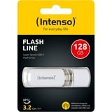 Intenso Flash Line lecteur USB flash 128 Go USB Type-C 3.2 Gen 1 (3.1 Gen 1) Blanc, Clé USB Blanc, 128 Go, USB Type-C, 3.2 Gen 1 (3.1 Gen 1), 70 Mo/s, Casquette, Blanc