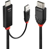 Lindy Câble adaptateur HDMI vers DisplayPort 4K60Hz 1m Noir/Rouge, 1 m, HDMI + USB Type-A, DisplayPort, Mâle, Mâle, Droit