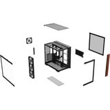 Thermaltake  boîtier midi tower Noir/bois | 2x USB-A | 1x USB-C | RGB | Window