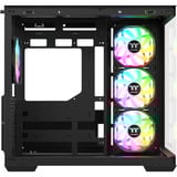 Thermaltake  boîtier midi tower Noir/bois | 2x USB-A | 1x USB-C | RGB | Window
