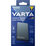 Varta Fast Energy 10000 Lithium Polymère (LiPo) 10000 mAh Argent, Batterie portable Gris, 10000 mAh, Lithium Polymère (LiPo), Quick Charge 3.0, 3,7 V, Argent