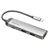Verbatim 49140 station d'accueil USB 3.2 Gen 1 (3.1 Gen 1) Type-C, Hub USB Argent/Noir, USB 3.2 Gen 1 (3.1 Gen 1) Type-C, USB 3.2 Gen 1 (3.1 Gen 1) Type-C, Métal, USB, 3 A, 5 - 40 °C