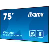 iiyama LH7565UHSB-B1 Écran d'affichage dynamique En forme de kiosk 189,2 cm (74.5") LED Wifi 800 cd/m² 4K Ultra HD Noir Intégré dans le processeur Android 11 24/7, Affichage public Noir, En forme de kiosk, 189,2 cm (74.5"), LED, 3840 x 2160 pixels, Wifi, 24/7