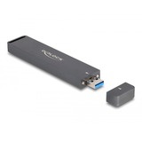 DeLOCK M.2 NVMe PCle SSD, SATA SSD, Boîtier disque dur Gris