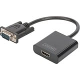 Digitus Convertisseur VGA vers HDMI, Adaptateur Noir, 0,15 m, VGA (D-Sub), 1920 x 1080 pixels, Noir, Chine, 50 g