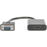 Digitus Convertisseur VGA vers HDMI, Adaptateur Noir, 0,15 m, VGA (D-Sub), 1920 x 1080 pixels, Noir, Chine, 50 g