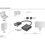 Digitus Convertisseur VGA vers HDMI, Adaptateur Noir, 0,15 m, VGA (D-Sub), 1920 x 1080 pixels, Noir, Chine, 50 g