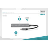Digitus USB-C 4 ports, Hub USB Argent