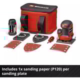 EINHELL Ponceuse vibrante à main sans fil Power X-Change TE-OS 18/113 3X Li-Solo, 18 Volts Rouge/Noir