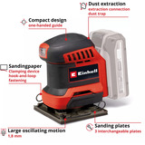 EINHELL TE-OS 18/113 3X Li-Solo, 4460730, Ponceuse vibrante Rouge/Noir
