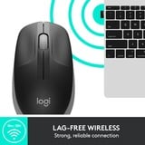 Logitech M190 Full-Size Wireless Mouse, Souris Noir/gris, Ambidextre, Optique, RF sans fil, 1000 DPI, Noir, Gris