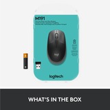 Logitech M190 Full-Size Wireless Mouse, Souris Noir/gris, Ambidextre, Optique, RF sans fil, 1000 DPI, Noir, Gris