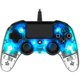 Nacon Manette filaire compacte lumineuse pour Playstation 4, Manette de jeu Transparent/Bleu, Manette de jeu, PlayStation 4, Touche Partage, Analogique/Numérique, Bleu, Avec fil