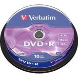 Verbatim DVD+R 4,7 Go Argent mat, Support vierge DVD 16x, 10 pièces