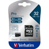 Verbatim Pro 32 Go MicroSDHC UHS Classe 10, Carte mémoire 32 Go, MicroSDHC, Classe 10, UHS, 90 Mo/s, 45 Mo/s