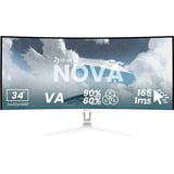 Arozzi Nova 34T2K165 34" Moniteur UltraWide gaming incurvé Blanc, 2x DisplayPort, 2x HDMI, 165 Hz
