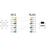 DeLOCK Câble M12 X-codé 8 broches prise > fiche RJ-45, Cat.5e S/FTP Noir