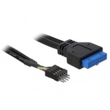 DeLOCK USB 3.0 19 pin - USB 2.0 8 pin 60cm Noir, Adaptateur Noir, 0,6 m, Noir