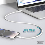 Digitus Câble de connexion en silicone USB 2.0 USB-C > USB-C Blanc