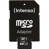 Intenso 3423490 mémoire flash 64 Go MicroSDXC UHS-I Classe 10, Carte mémoire 64 Go, MicroSDXC, Classe 10, UHS-I, 90 Mo/s, Class 1 (U1)