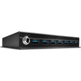 Lindy Hub Métal USB 3.0 7 ports, Hub USB USB 3.2 Gen 1 (3.1 Gen 1) Type-A, 5000 Mbit/s, Noir, 0,8 m, 185 mm, 75 mm