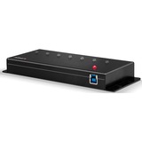 Lindy Hub Métal USB 3.0 7 ports, Hub USB USB 3.2 Gen 1 (3.1 Gen 1) Type-A, 5000 Mbit/s, Noir, 0,8 m, 185 mm, 75 mm