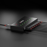 Lindy Hub Métal USB 3.0 7 ports, Hub USB USB 3.2 Gen 1 (3.1 Gen 1) Type-A, 5000 Mbit/s, Noir, 0,8 m, 185 mm, 75 mm