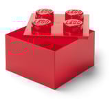 Room Copenhagen LEGO Storage Brick 4 Top Lid Glitter, Boîte de rangement Rouge/transparent