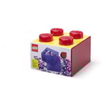 Room Copenhagen LEGO Storage Brick 4 Top Lid Glitter, Boîte de rangement Rouge/transparent