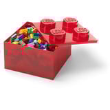 Room Copenhagen LEGO Storage Brick 4 Top Lid Glitter, Boîte de rangement Rouge/transparent