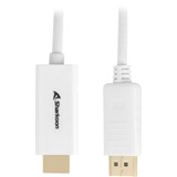 Sharkoon DisplayPort 1.2 > HDMI, Adaptateur Blanc, 2 mètres, 4K